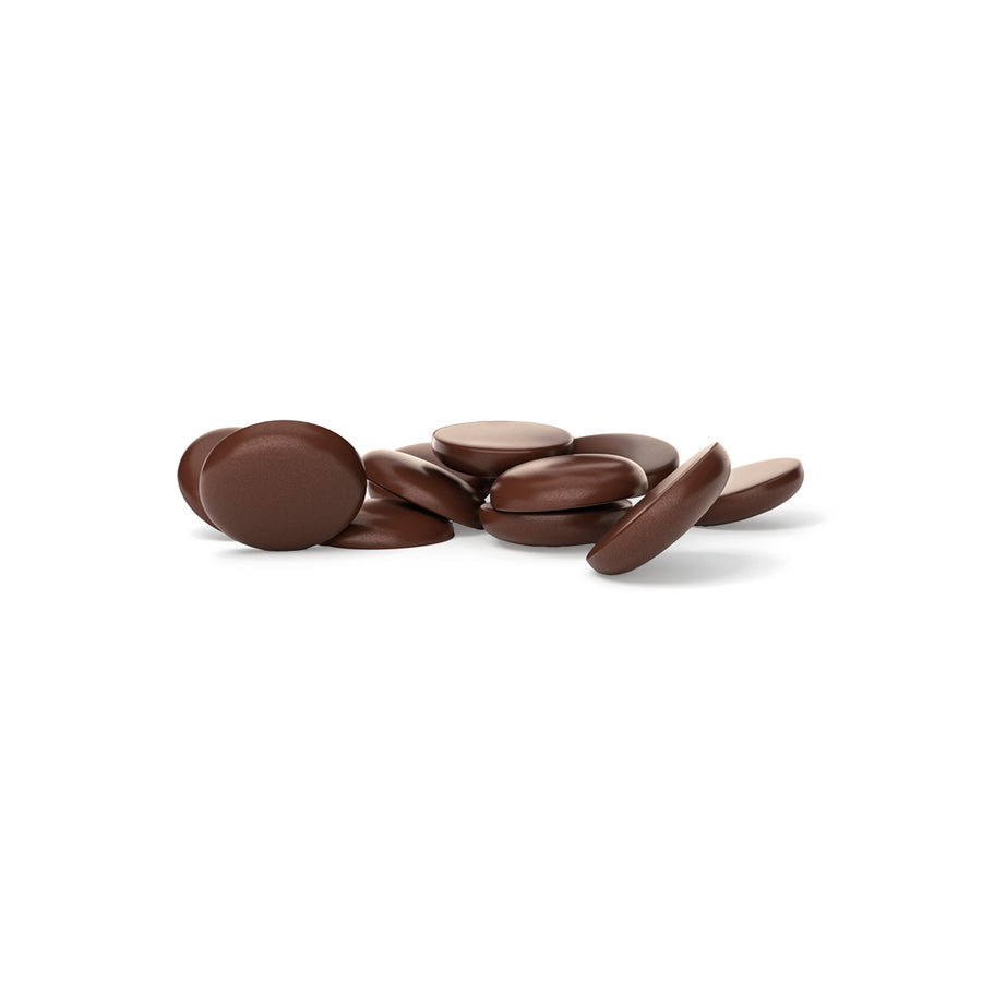Chocolate drops on a white background