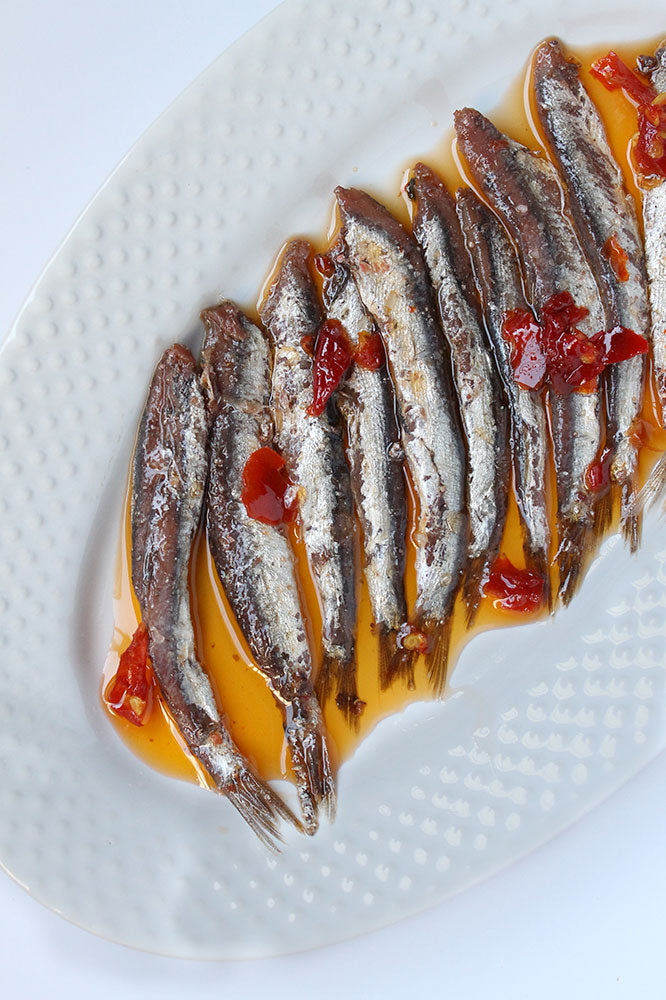 Spicy Anchovies in Olive Oil from IASA - Outside of the Jar