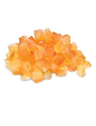 A pile of candied lemon peel cubes.
